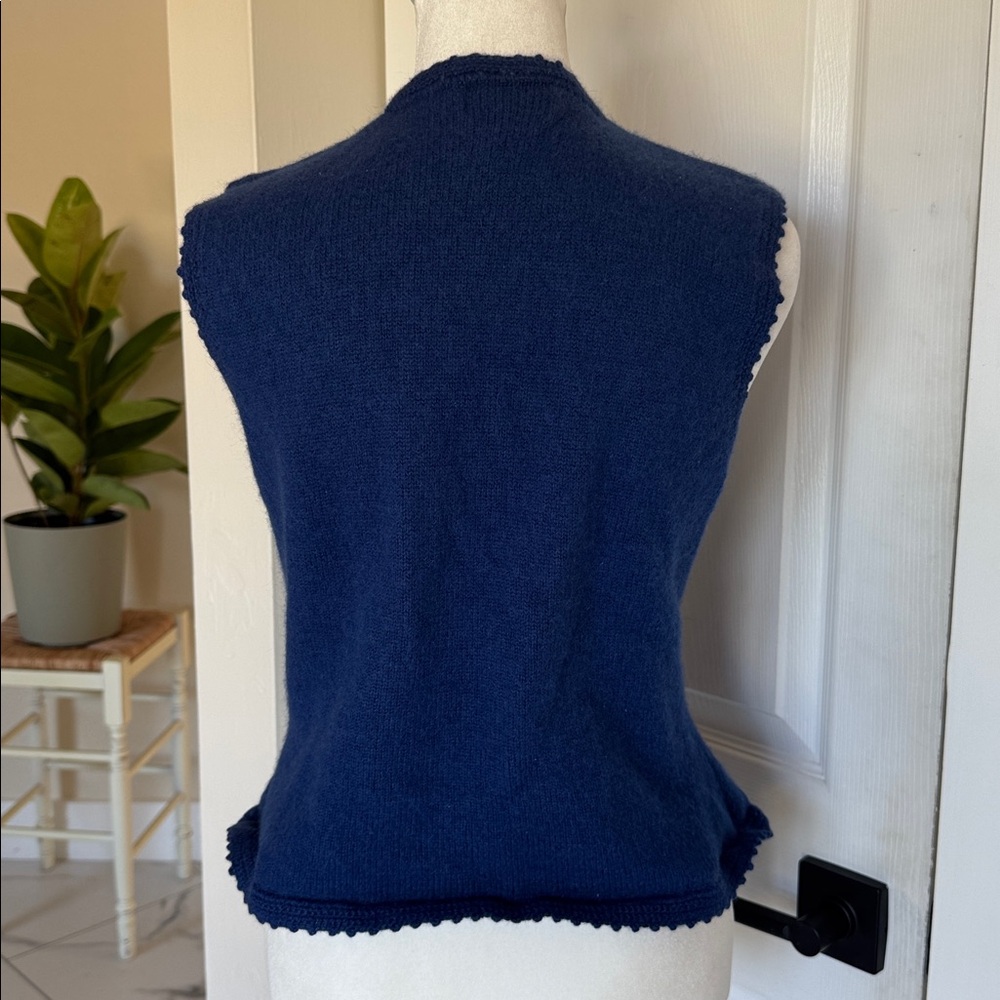 Vintage Sweater Vest Womens Small Koret Embroidered Boho Wool Angora Blue - Picture 6 of 8